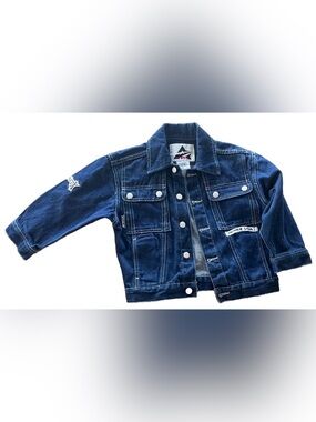 Avirex Kids Denim Trucker Jacket Size 4 Embroidered Logo Dark Wash Vintage Y2K